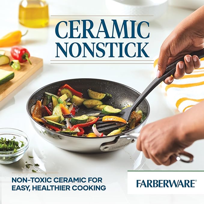 Farberware Millennium Stainless Steel Nonstick Cookware Set 10-Piece Pot and Pan Set Stainless Steel