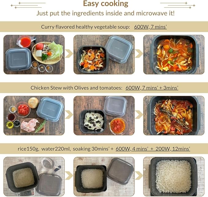 Microwave Cookware | Oven cookware | Freezer Container | Multi Kitchen tool | BPA Free | Heat Resistant | Dishwasher Safe | Quick healthy waterless cooking | Easy clean | Made in Japan | IMGLB-PS