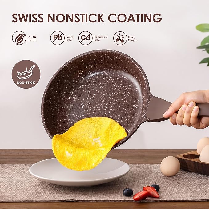 SENSARTE Nonstick Cookware Set 13-Piece Healthy Pots and Pans Set Kitchen Cooking Set with Stay-Cool Handles Silicone Utensils and Pot Protectors PFOA Free