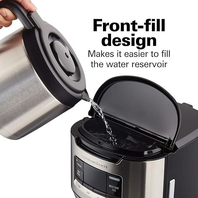 Hamilton Beach Programmable Front-Fill Coffee Maker with Thermal Carafe (46391) 12 Cup Capacity Black and Stainless