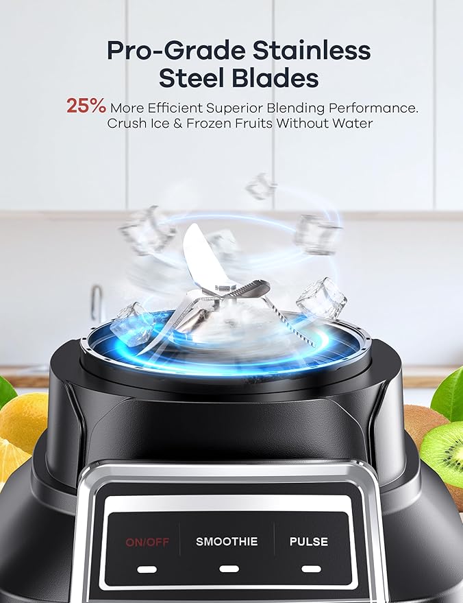 Ganiza Professional Smoothie Blender Blenders for Smoothies with 1800 Peak Watts &amp 8 Auto Programs for Frozen Fruits &amp Ice 64-oz Large Blender for Shakes and Smoothies (Black)