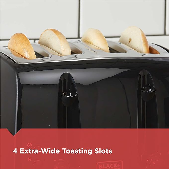 BLACK+DECKER Family-Sized Electric Griddle with Warming Tray &amp Drip Tray GD2051B &amp 4-Slice Toaster Extra-Wide Black TR1410BD10.91x11.54x7.71