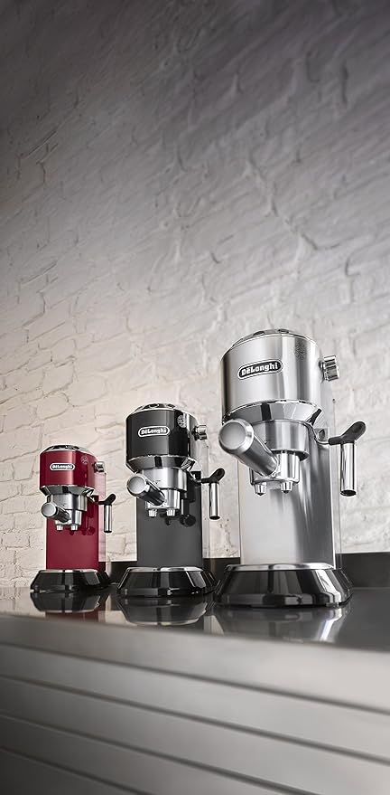 De’Longhi Dedica Espresso Machine with Manual Milk Frother 15-Bar Pump &amp Adjustable Tray - Home Barista Coffee Maker for Espresso Latte Cappuccino &amp Iced Coffee - Italian Stainless Steel De