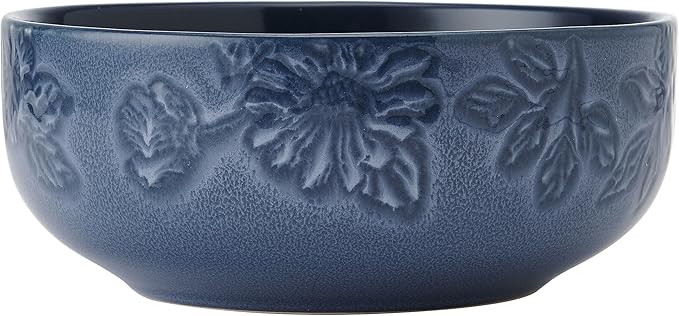 Paltzgraff Garden Elegance 12 Piece Floral Stoneware Dinnerware Plate Bowl Dish Set Service for 4 Blue