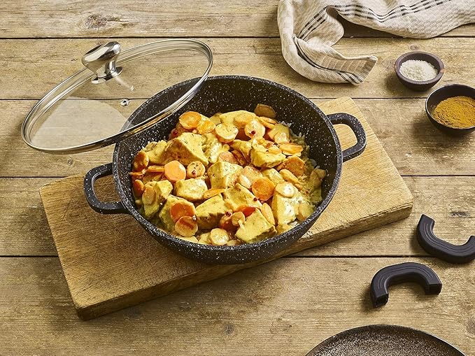 Pradel Excellence - PCUI001016 - Premium Cast Aluminium Slow Cooker Ø28cm Glass Lid - Stone-Effect Non-Stick Coating - Removable Handle - All Heat Sources