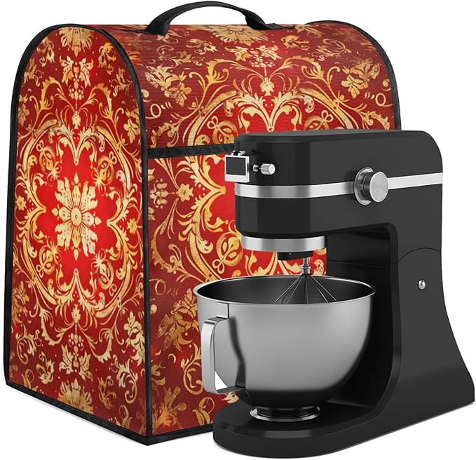 cfpolar Kitchen Aid Mixer Cover Compatible with 6-8 Quarts Mandala Red Flower Boho Stand Mixer Cover Kitchen Aid Mixers Accessories Appliance Organizer Bag Dust Covers with Zipper Pocket