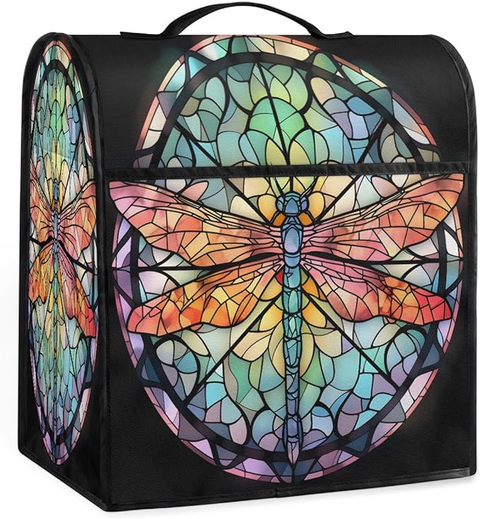 cfpolar Kitchen Aid Mixer Cover Compatible with 6-8 Quarts Animal Dragonfly Glass Painting Stand Mixer Cover Kitchen Aid Mixers Accessories Appliance Organizer Bag Dust Covers with Zipper Pocket