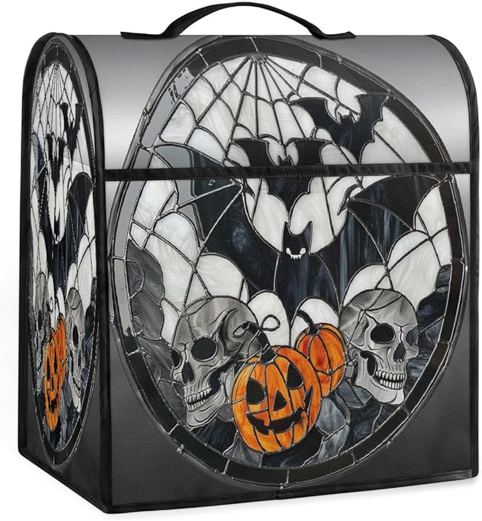 cfpolar Kitchen Aid Mixer Cover Compatible with 6-8 Quarts Halloween Skull Pumpkin Bat Stand Mixer Cover Kitchen Aid Mixers Accessories Appliance Organizer Bag Dust Covers with Zipper Pocket