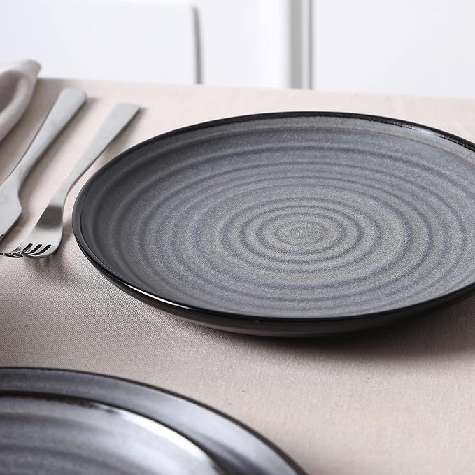Stone Lain Dua 4-Piece Salad Plate Set Stoneware Black