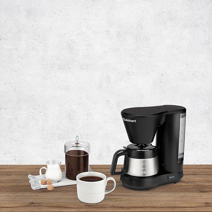 Cuisinart 5-Cup Coffee Maker with Stainless Steel Carafe Coffee Machine with Removable Water Reservoir Charcoal Water Filter 30-Minute Keep Warm and Brew Pause DCC-5570NAS Stainless Steel