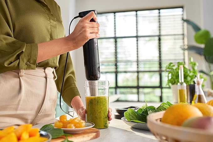 Philips ProMix Viva Collection Handblender 300W Blending Power SpeedTouch Easy &amp Intuitive On-the-Go Tumbler Black &amp Stainless Steel (HR2629/91)