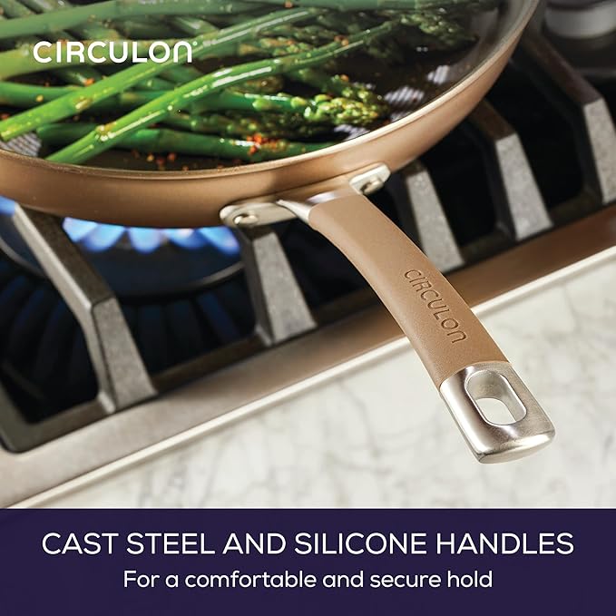 Circulon Premier Professional Hard Anodized Nonstick Cookware Induction Pots and Pans Set 8 Piece - Bronze