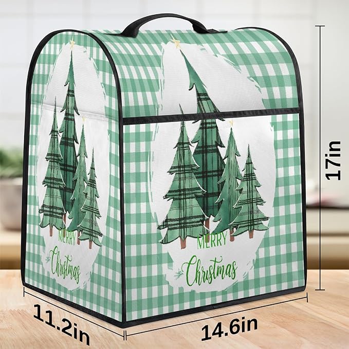 cfpolar Kitchen Aid Mixer Cover Compatible with 6-8 Quarts Xmas Green Christmas Tree Stand Mixer Cover Kitchen Aid Mixers Accessories Appliance Organizer Bag Dust Covers with Zipper Pocket