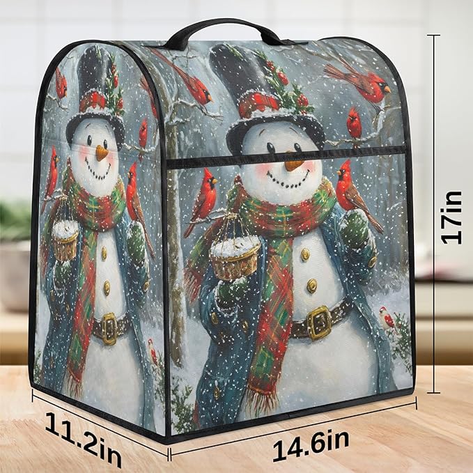 cfpolar Kitchen Aid Mixer Cover Compatible with 6-8 Quarts Snowman Cardinal Xmas Stand Mixer Cover Kitchen Aid Mixers Accessories Appliance Organizer Bag Dust Covers with Zipper Pocket