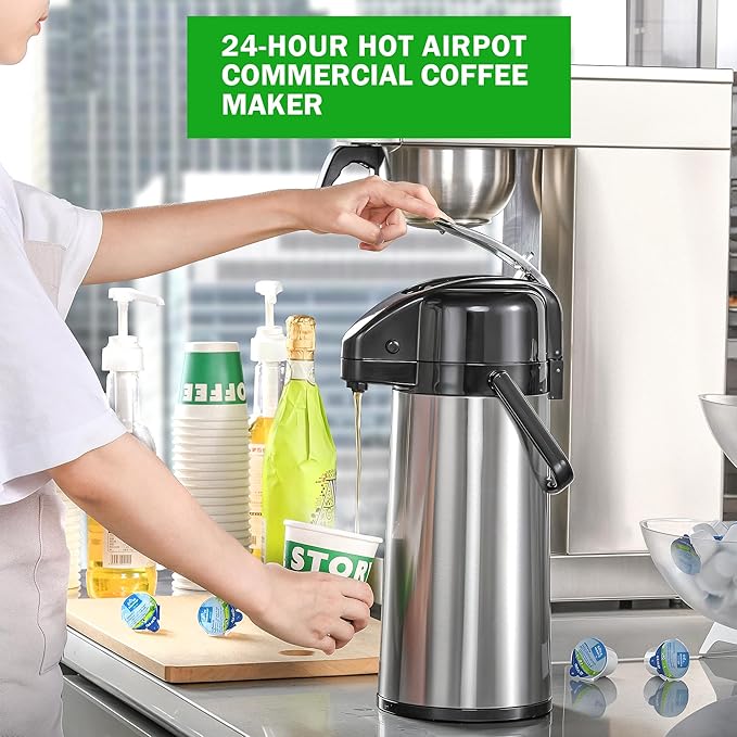 Commercial Drip Coffee maker set 1.8L/12 Cup Coffee Maker with 2 Carafes 2 Warmers &amp 2.2L Airpot Coffee Maker with 24H Insulated Thermal Carafe Stainless Steel for reasturant and Coffee Bar use