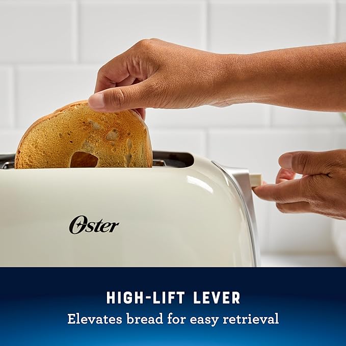 Oster 2-Slice Toaster with Extra Wide Slots Bagel Toaster Oat Milk