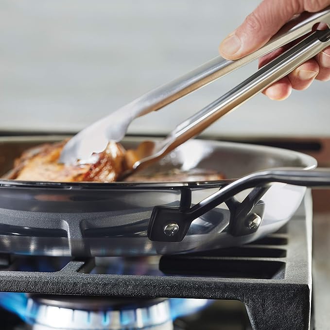 KitchenAid 30051 5-Ply Clad Polished Stainless Steel Frying Pan Set/Skillets 8.25 Inch and 10 Inch - Polished Stainless Steel
