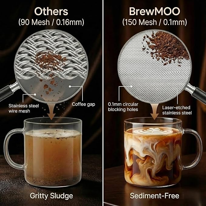 BrewMOO- Airtight Cold Brew Coffee Maker Pitcher 1.4L/48Oz Thick Glass Carafe with Filter Comfort Sturdy Handle &amp Wide Spout Non-Slip Base | Iced Tea Maker (Black)
