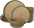 Joseph Sedgh Collection “Alyssa” 12-Piece Stoneware Dinnerware Set with Reactive Glaze Finish Service for 4 Brown Reactive Glaze