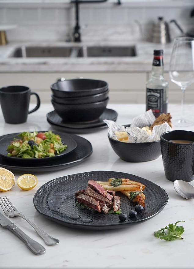 Stone Lain Abigail 16-Piece Dinnerware Set Stoneware Black