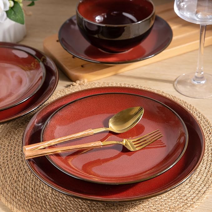 LERATIO Ceramic Dinnerware Sets for 8with pasta bowlsHandmade Reactive Glaze Dishes SetChip Resistant and Scratch Resistant | Oven&ampDishwasher &amp Microwave Safe-Blue(30PCS)