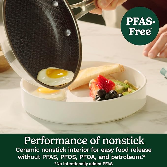 Cuisinart FusionPlus Hybrid Nonstick Stainless Steel Cookware 10.25-Inch Deep Fry Pan Skillet with Cover PFAS-Free PURELYSEAR Ceramic Technology Scratch Proof Cool Grip Handles Dishwasher Safe