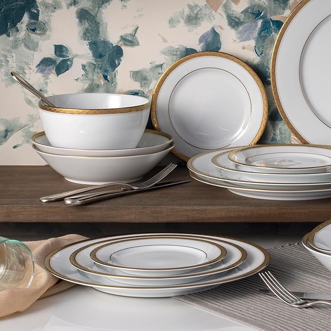 Noritake Charlotta Gold 30-Piece Dinnerware Set Service for 6