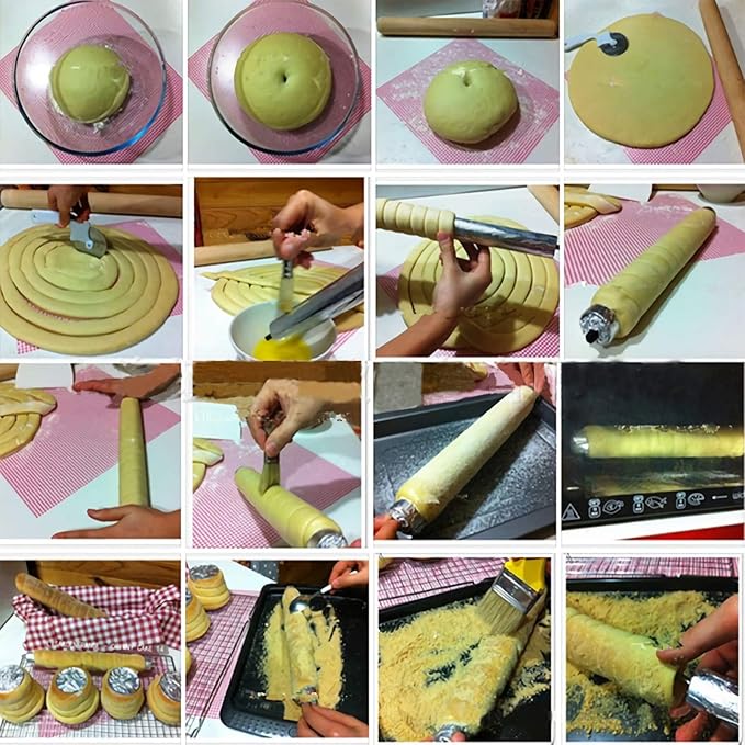 LPG Chimney Cake Oven 220V 50W Stainless Steel Ice Cream Cone Grill Maker 8pcs Roll Elements for Commercial Use