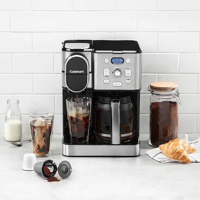 Cuisinart Coffee Maker 12-Cup Glass Carafe Automatic Hot &amp Iced Coffee Maker Single Server Brewer Stainless Steel SS-16 &amp CPT-640P1 4-Slice Custom Select Toaster Stainless Steel