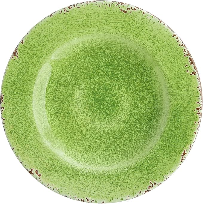 UPware 12 Piece Crackle Melamine Dinnerware Sets Outdoor Dishes Set Plates and Bowls Sets Service for 4 Green