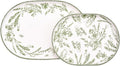 Bico Green Garden Toile De Jouy 16 plus 12 inch Oval Platters Set Set of 2 Microwave and Dishwasher Safe for Serving Fish Chicken Turkey