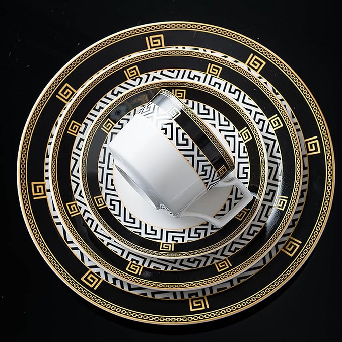 bone china dinnerware set tableware set cups and plates sets for kitchen dinner plate set 24-piece dish set for 6 round plates round plates dinnerware sets