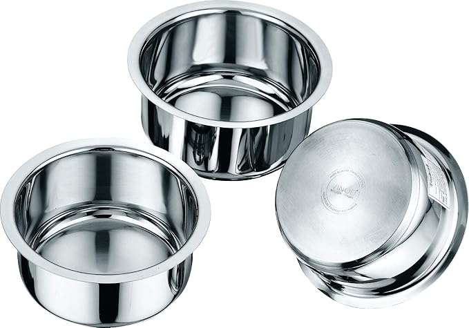 Vinod 3pc Tope Set 1Ltr 1.4Ltr &amp 1.8Ltr (Induction Friendly)