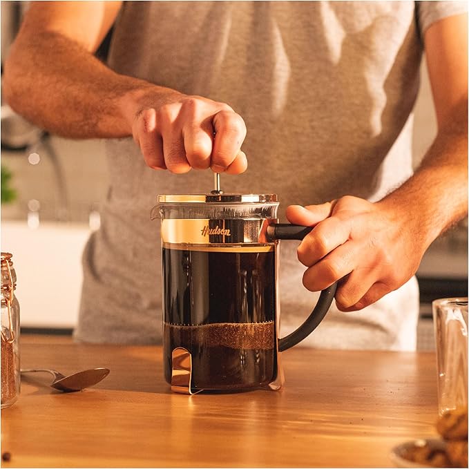 HUDSON French Press Coffee and Tea Maker 9 cups Silver