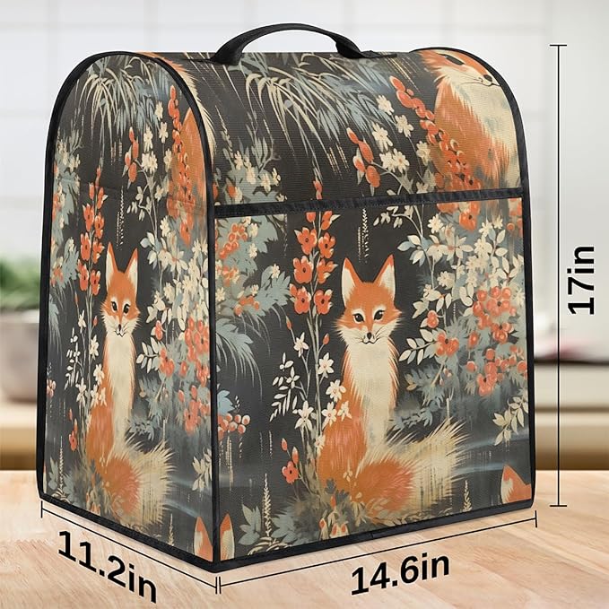cfpolar Kitchen Aid Mixer Cover Compatible with 6-8 Quarts Animal Fox Flower Stand Mixer Cover Kitchen Aid Mixers Accessories Appliance Organizer Bag Dust Covers with Zipper Pocket