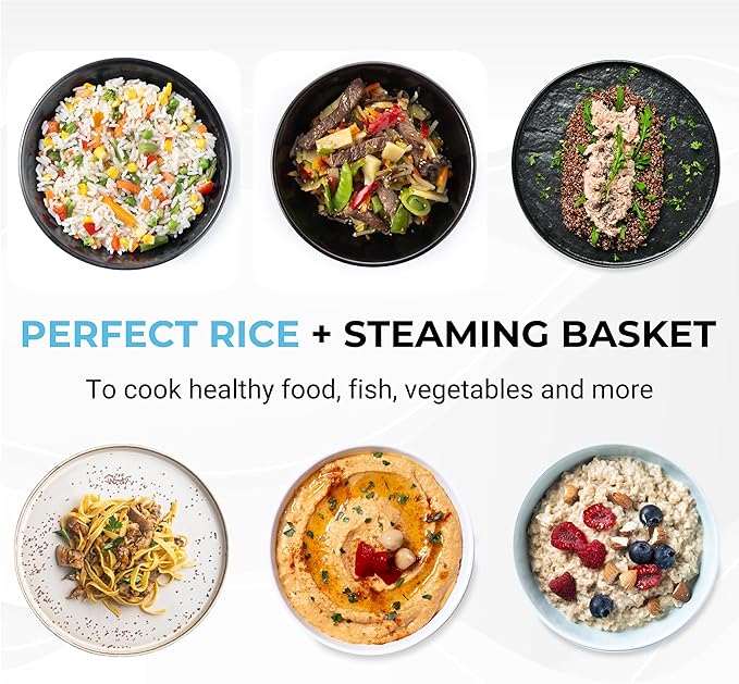 Courant Rice Cooker 10-Cup (Cooked) Steaming basket One-Touch Operation Automatic Keep Warm Function red