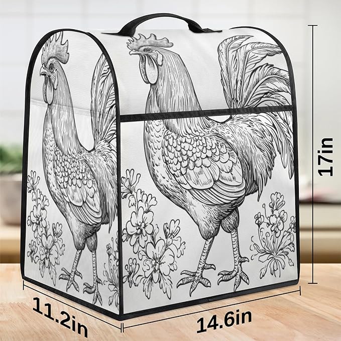 cfpolar Kitchen Aid Mixer Cover Compatible with 6-8 Quarts Animal Chicken Flower Retro Stand Mixer Cover Kitchen Aid Mixers Accessories Appliance Organizer Bag Dust Covers with Zipper Pocket