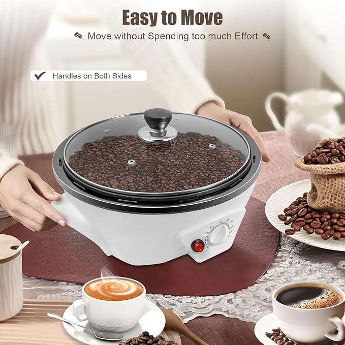 Electric Coffee Bean Roaster Machine for Home Use 110V Coffee Roaster with Adjustable Temperature &amp Timer 1.1LB Capacity Automatic Cooling Smoke Control for Home Baristas Small Batch Roasting