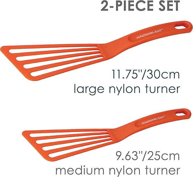 Rachael Ray - 87630 Rachael Ray Cucina Hard Anodized Nonstick Cookware Pots and Pans Set 12 Piece &amp KitchenTools and Gadgets Nylon Cooking Utensils / Spatula / Fish Turners - 2 Piece Red