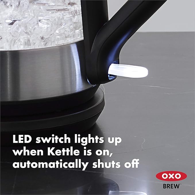 OXO Brew Cordless Glass Electric Kettle (1.75 L) and OXO Brew Stainless Steel French Press Coffee Maker (32oz)