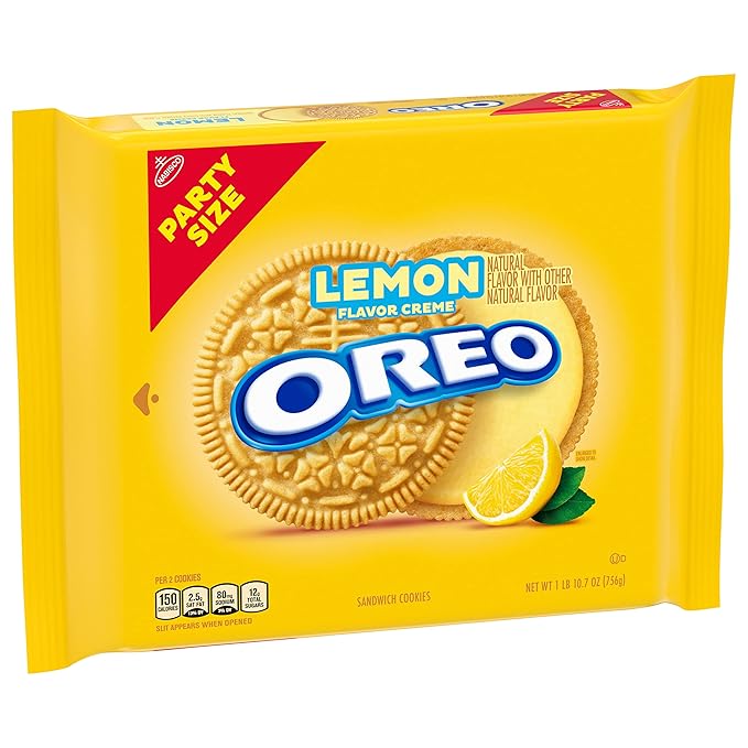 OREO Lemon Creme Sandwich Cookies Party Size 8-26.7 oz Packs