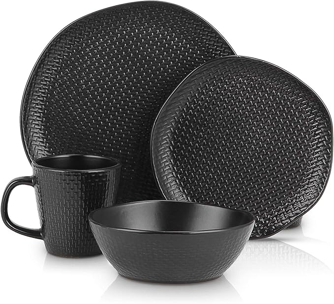 Stone Lain Abigail 16-Piece Dinnerware Set Stoneware Black