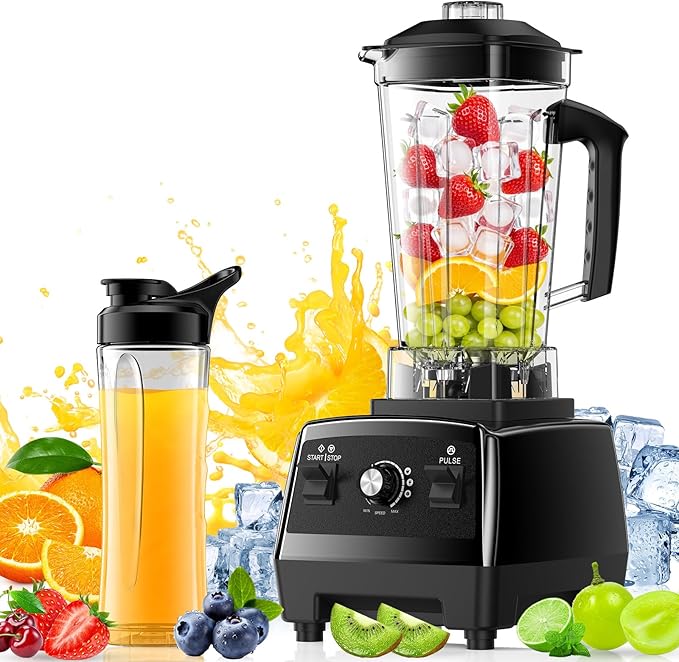 Blender for Smoothies Blenders for Kitchen with 68Oz. Pitcher and 20Oz.Juicer Container Smoothie Blender for Ice Crushing Frozen Fruits Black