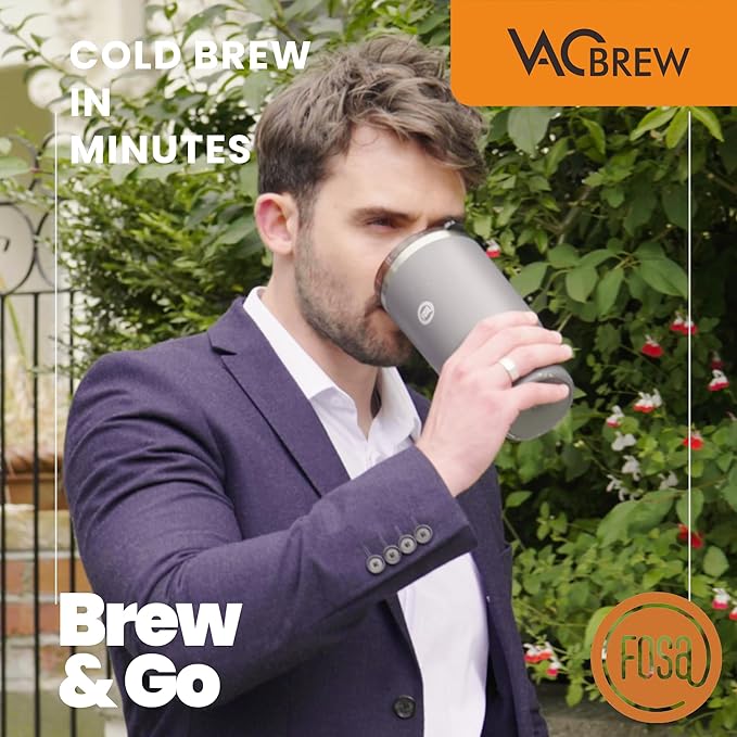 FOSA VacBrew The Ultimate Hot &amp Cold Brew Vacuum Coffee Maker - Brewing unit with a SUS Mug (3 Programs Timer Vacuum Pump included)