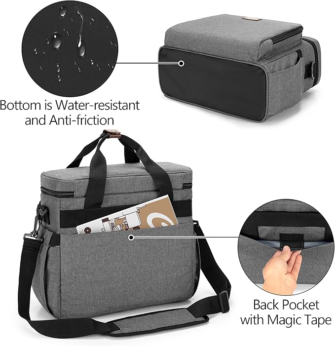CURMIO Coffee Maker Travel Bag Compatible with Keurig K-Mini or K-Mini Plus Single Serve Coffee Brewer Carrying Case with Multiple Pockets for K-Cup Pods Travel Mugs Gray (Bag Only Patent Design)