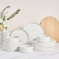 Herogo 18 Pieces Plates and Bowls Sets for 6 Stoneware Dinnerware Set for Kitchen Ceramic Dinner Dishware Dishwasher &amp Microwave Safe Speckled White