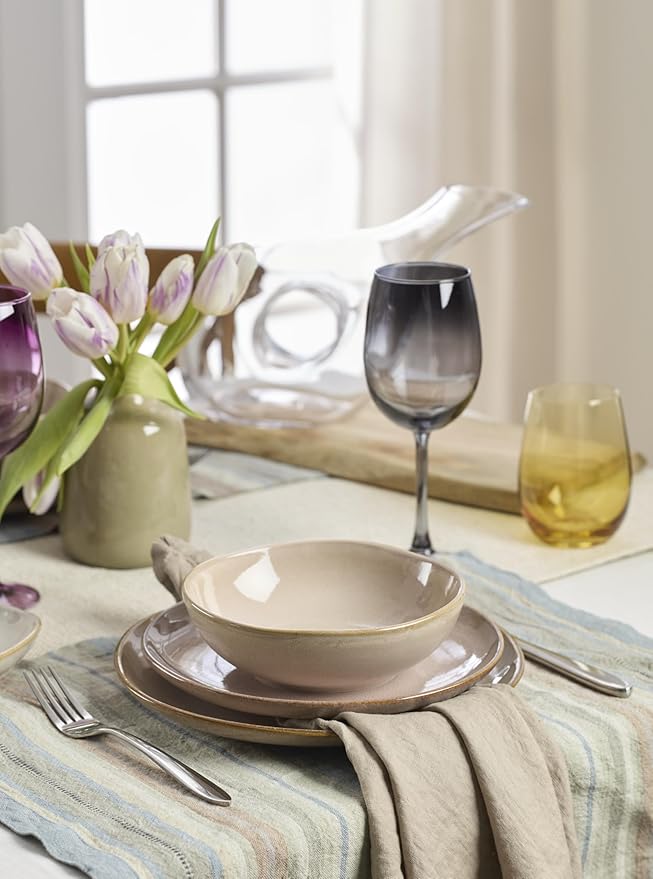 Oneida 897202 Organic Shades 12-Piece Dinnerware Set Service For 4 Unique Color May Vary Clay