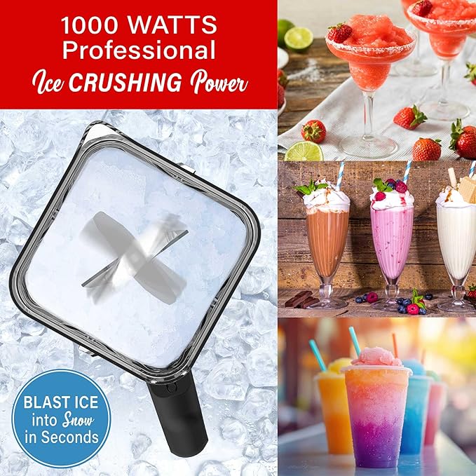 Brentwood Select JBS-1000BK Professional Smart Blender with 1000w Ice Crushing Power Large 8.5-Cup Plastic Jar Stainless Steel Blades Non-Slip Base Dishwasher-Safe Parts Black