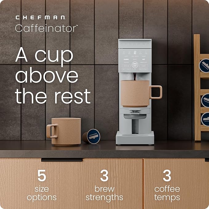 Chefman Single Serve Coffee Maker Works with K-Cup &amp Grounds