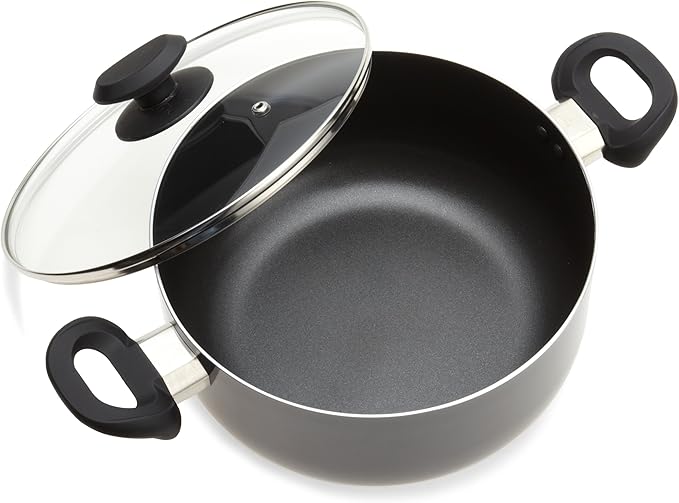 Ecolution Elements 8 Piece Nonstick Cookware Set PFOA Free Tempered Glass Steam Vented Lids Grey